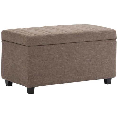 Simpli Home - Darcy Rectangular Traditional Wood/Engineered Wood Bench Ottoman With Inner Storage - Fawn Brown
