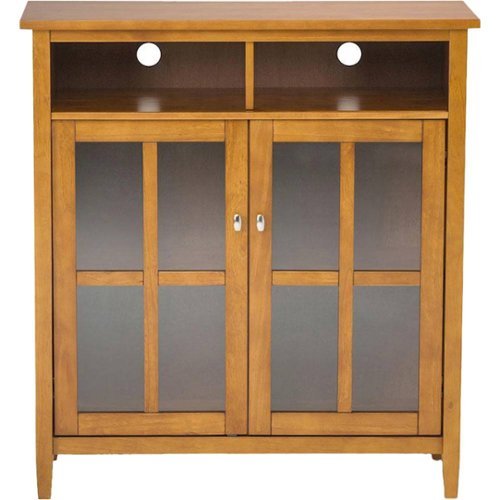 Simpli Home - Warm Shaker SOLID WOOD 39 inch Wide Transitional Medium Storage Media Cabinet in - Light Golden Brown