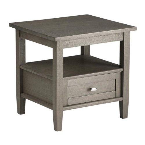 Simpli Home - Warm Shaker SOLID WOOD 20 inch Wide Rectangle Transitional End Side Table in Farmhouse Grey - Farmhouse Gray
