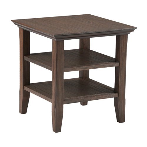 Simpli Home - Acadian SOLID WOOD 19 inch Wide Square Transitional End Table in - Farmhouse Brown
