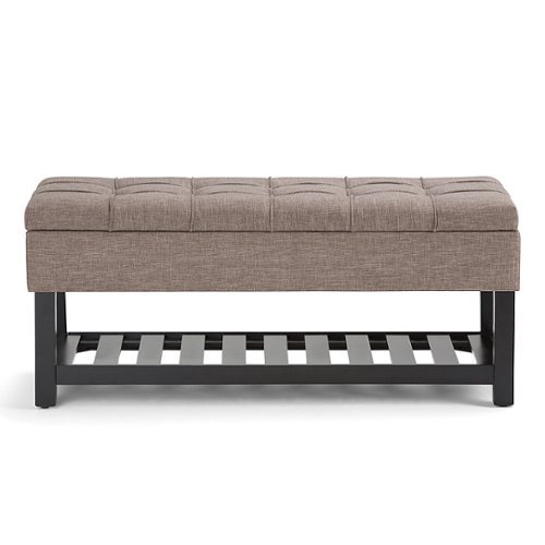 Simpli Home - Saxon 44 inch Wide Traditional Rectangle Storage Ottoman Bench - Fawn Brown