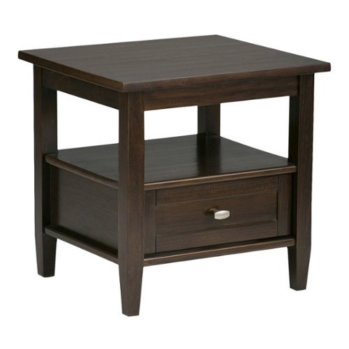 Simpli Home - Warm Shaker SOLID WOOD 20 inch Wide Rectangle Transitional End Side Table in - Tobacco Brown