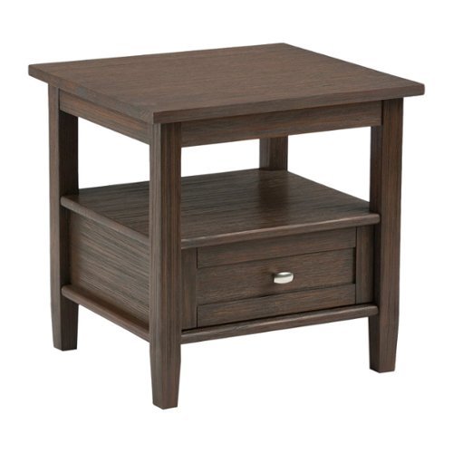 

Simpli Home - Warm Shaker SOLID WOOD 20 inch Wide Rectangle Transitional End Side Table in - Farmhouse Brown
