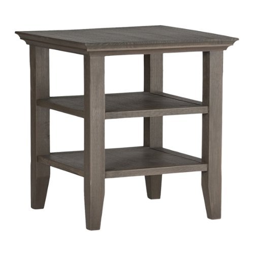 Simpli Home - Acadian SOLID WOOD 19 inch Wide Square Transitional End Table in Farmhouse Grey - Farmhouse Gray