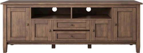 Simpli Home - Warm Shaker SOLID WOOD 72 inch Wide Transitional TV Media Stand in Rustic Natural Aged Brown For TVs up to 80 inches - Rustic Natural Aged Brown