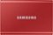 Samsung - Geek Squad Certified Refurbished T7 1TB External USB 3.2 Gen 2 Portable SSD with Hardware Encryption - Metallic Red-Front_Standard