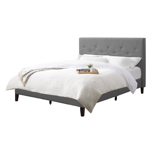 CorLiving - Nova Ridge Tufted Upholstered Bed, Full - Light Gray
