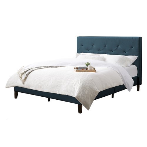 CorLiving - Nova Ridge Tufted Upholstered Bed, Full - Ocean Blue