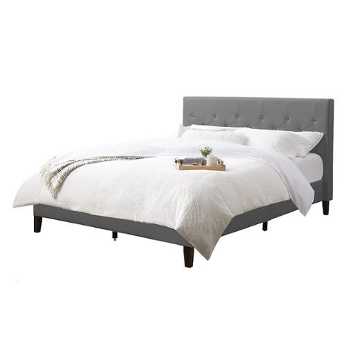 CorLiving - Nova Ridge Tufted Upholstered Bed, Queen - Light Gray