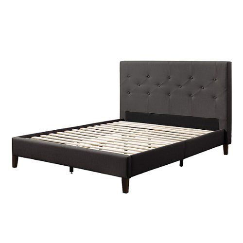 CorLiving - Nova Ridge Tufted Upholstered Bed, Full - Dark Gray