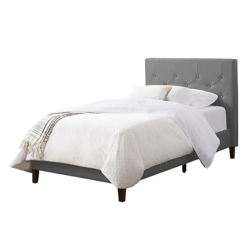 CorLiving - Nova Ridge Tufted Upholstered Bed, Twin - Light Gray