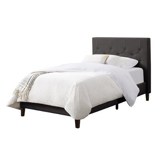 CorLiving - Nova Ridge Tufted Upholstered Bed, Twin - Dark Gray