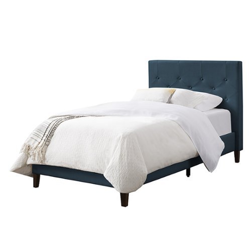 CorLiving - Nova Ridge Tufted Upholstered Bed, Twin - Ocean Blue