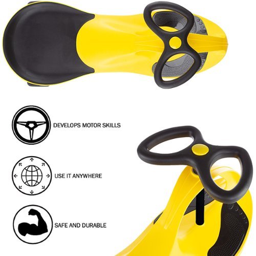 Toy Time Wiggle Car Ride On Toy – No Batteries, Gears or Pedals – Twist, Swivel, Go – Outdoor Ride Ons for Kids  (Yellow) - Yellow/Black HOW TO BUY