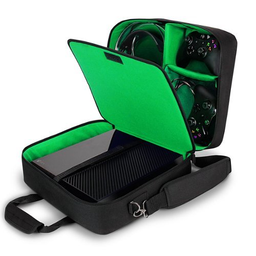 USA Gear - S Series S13 Xbox One Travel Carrying Case - Black/Green