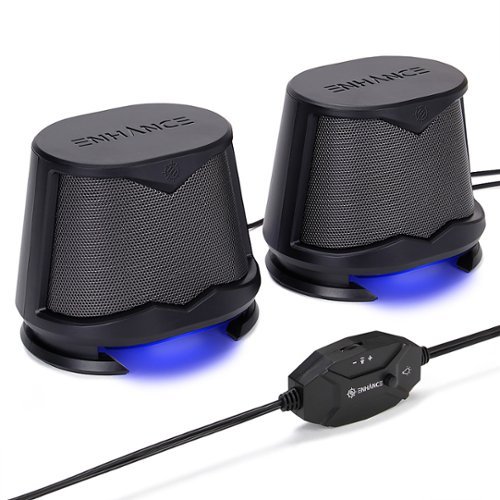 ENHANCE - SB2 2.0 High Excursion PC Gaming Speakers with LED Lights 3.5mm USB - Black - Black