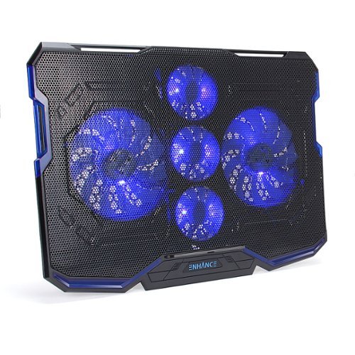 ENHANCE - Cryogen Gaming Laptop Cooling Pad with 5 Ultra Quiet Cooler Fans and 2 USB Ports