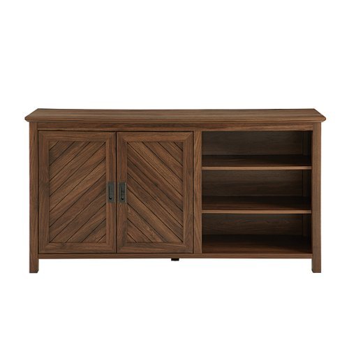 Walker Edison - Farmhouse Chevron Cabinet TV Stand for Most Flat-Panel TV's up to 65" - Dark Walnut