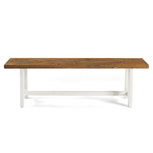 Walker Edison - Farmhouse Solid Wood Dining Bench - White/Brown