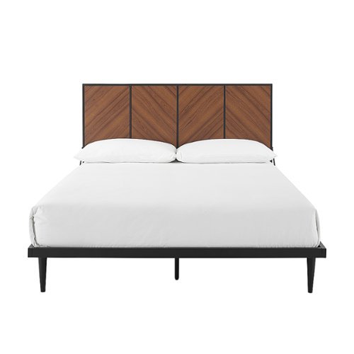Walker Edison - Modern Bookmatch Queen Platform Bed-Ash Acorn-Front_Standard 