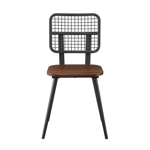 Walker Edison - Farmhouse Mesh Back Dining Chairs, Set of 2 - Dark Walnut