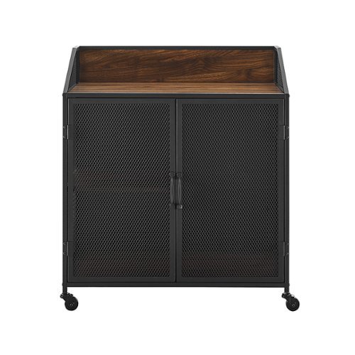 Walker Edison - 33" Industrial 2-Door Bar Cabinet - Dark Walnut