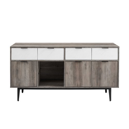 Walker Edison - Modern 2 Drawer Cabinet Two Tone TV Stand for Most Flat-Panel TV's up to 65" - Faux White Marble/Grey Wash