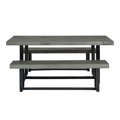 Walker Edison - 3-Piece Farmhouse Dining Set - Grey