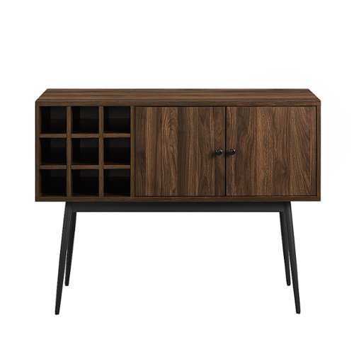 Walker Edison - Mid Century Modern Bottle Storage Bar Cabinet - Dark Walnut
