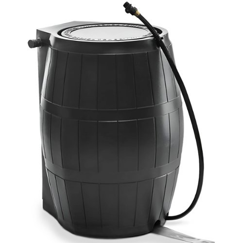 FCMP Outdoor - RC4000-BLK 50-Gallon BPA Free Home Rain Water Catcher Barrel - Black-Front_Standard 