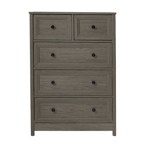 Walker Edison - 5 Drawer Groove Dresser Chest - Slate Grey-Front_Standard 