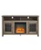 Walker Edison - 58" Tall Glass Two Door Soundbar Storage Fireplace TV Stand for Most TVs Up to 65" - Grey Wash-Front_Standard