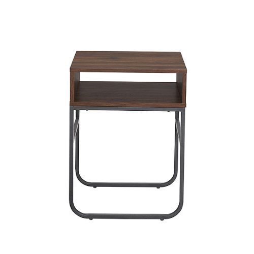 Walker Edison - 18" Curved Metal Leg Side Table - Dark Walnut