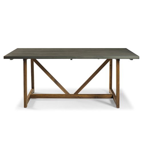 Walker Edison - 72" Farmhouse Trestle Solid Wood Dining Table - Gray