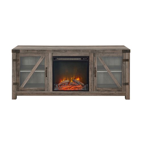 Walker Edison - Modern Farmhouse Glass Door Fireplace TV Stand for Most TVs up to 65