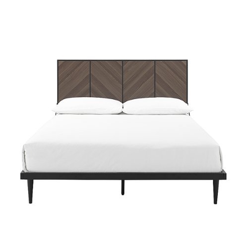 Walker Edison - Modern Bookmatch Queen Platform Bed - Ash Brown-Front_Standard 