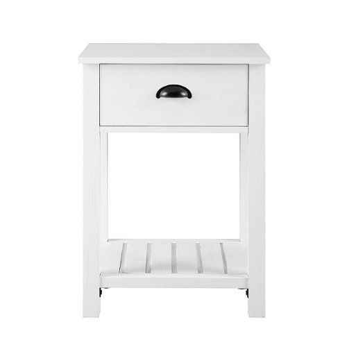 Walker Edison - 18" 1-Drawer Country Side Table - Brushed White