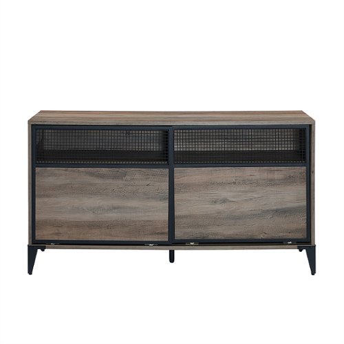 Walker Edison - Industrial Rustic Sliding Door TV Stand for Most Flat-Panel TV's up to 60" - Grey Wash-Front_Standard 