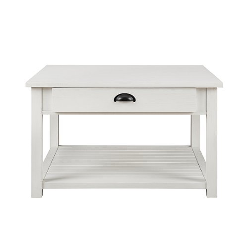 Walker Edison - 30" Square Country Coffee Table - Brushed White