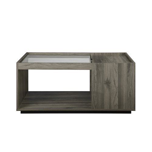 Walker Edison - Talia 40" Glass Top Storage Coffee Table - Slate Grey