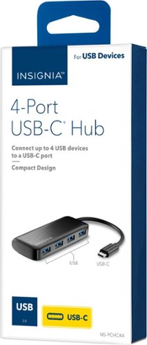 Insignia™ 4-Port USB Hub with USB-C Connection - Black WORLDWIDE DELIVERY
