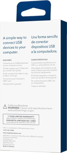 Insignia™ 4-Port USB Hub with USB-C Connection - Black BUY IN MIDDLE EAST