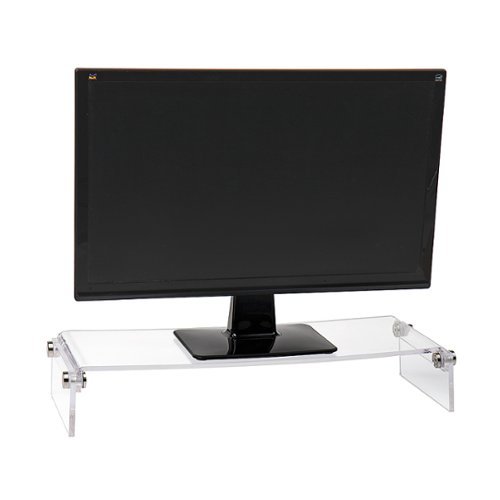 Mind Reader - Monitor Stand, Desktop Organizer, Riser, Office, Acrylic, 8.5"L x 23.5"W x 4.125"H - Clear