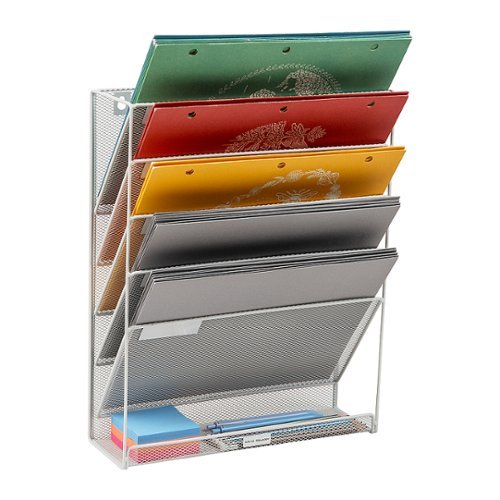 Mind Reader - Mesh 6 Pocket Vertical Desk Organizer - White