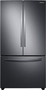Samsung - 28 cu. ft. Large Capacity 3-Door French Door Refrigerator - Black stainless steel - Front_Standard