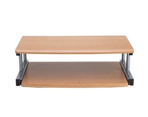 Mind Reader - 2 Tier Monitor Stand w/Sliding Drawer - Brown-Front_Standard 