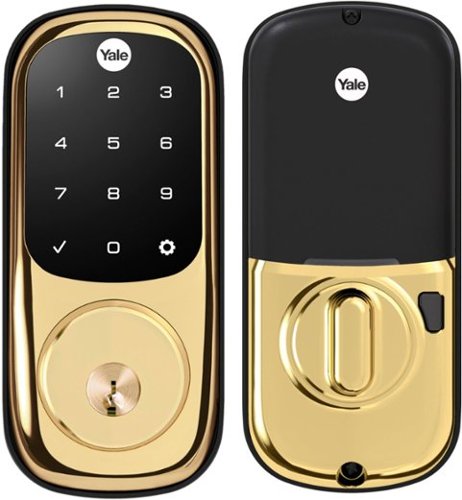 Yale - Smart Lock Wi-Fi and Bluetooth with Touchscreen and Deadbolt with Keyway - Polished Brass-Front_Standard 
