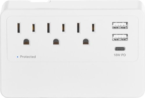 Insignia™ - 3-Outlet/3-USB Desktop Power Tap Surge Protector - White