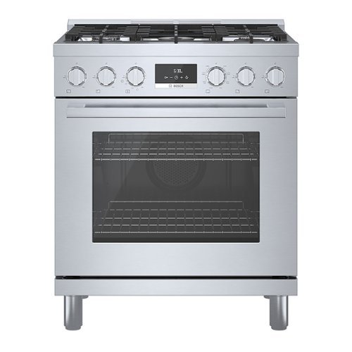 Bosch - 800 Series 3.9 cu. ft. Freestanding Dual Fuel Convection Range with 5 Dual Flame Ring Burners - Stainless Steel