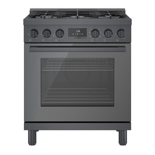 Bosch - 800 Series 3.9 cu. ft. Freestanding Dual Fuel Convection Range with 5 Dual Flame Ring Burners - Black Stainless Steel